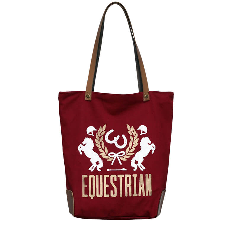 Equestrian Crest Zip Totes in Wine